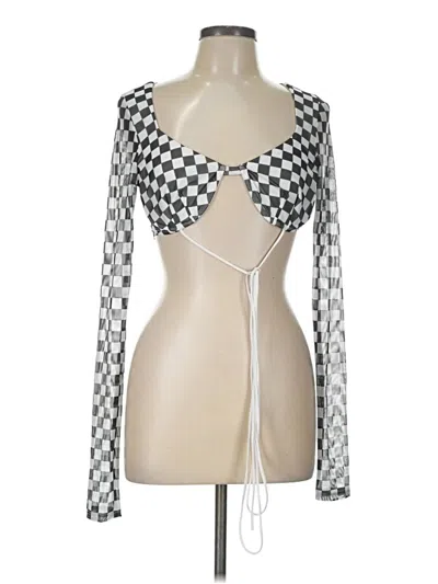 Pre-owned Lucy In The Sky Long Sleeve Top Silver Square Neckline Tops