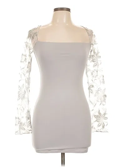 Pre-owned Lucy In The Sky Long Sleeve Top Silver Sweetheart Neckline Tops