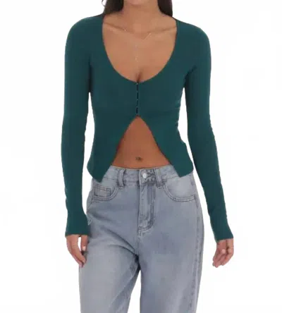 Lucy In The Sky Ribbed Fly-away Top In Teal In Blue