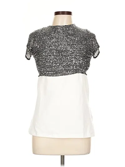 Pre-owned Lucy In The Sky Short Sleeve Top Silver Mock Neckline Tops