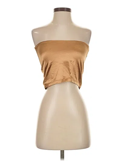Pre-owned Lucy In The Sky Sleeveless Top Gold Strapless Neckline Tops