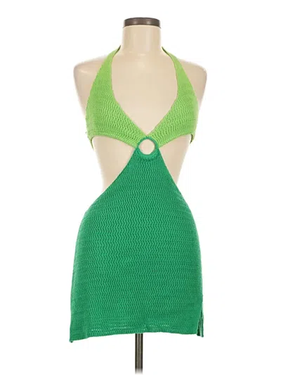 Pre-owned Lucy In The Sky Tank Top Green Halter Neckline Tops