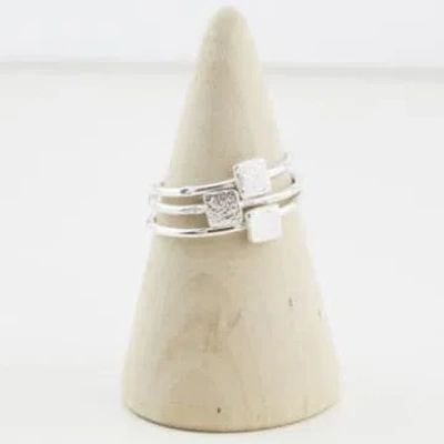 Lucy Kemp Handmade Sterling Silver Mini Square Ring In Metallic