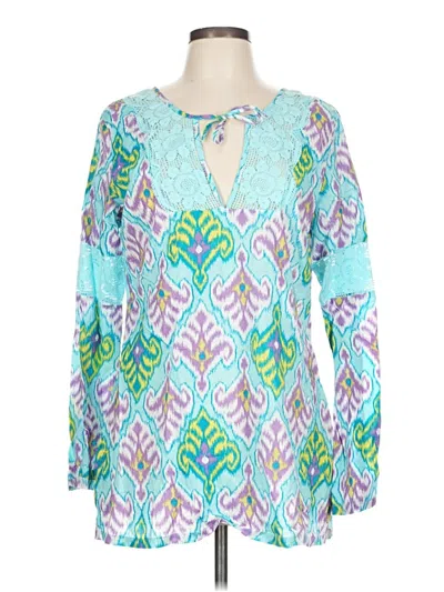 Pre-owned Lucy Long Sleeve Blouse In Blue