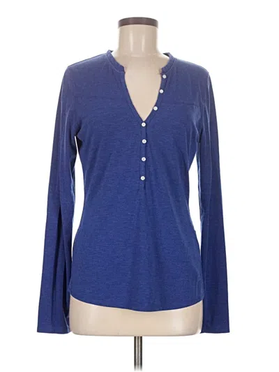 Pre-owned Lucy Long Sleeve Henley Shirt In Blue