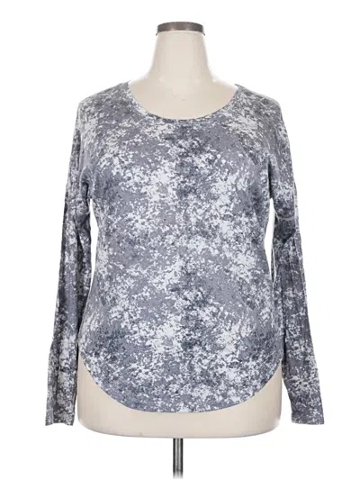 Pre-owned Lucy Long Sleeve Top Gray Boatneck Tops