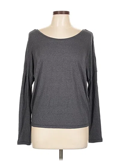 Pre-owned Lucy Long Sleeve Top Gray Boatneck Tops