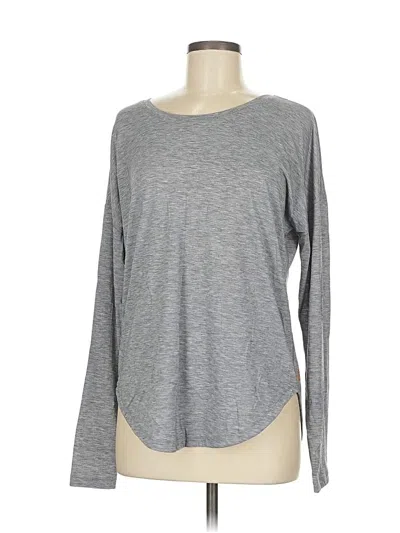 Pre-owned Lucy Long Sleeve Top Gray Crew Neck Tops