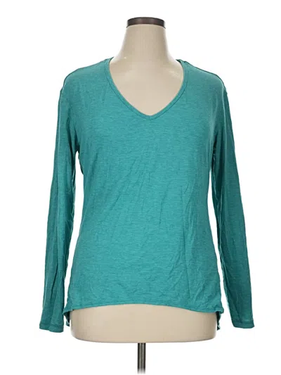 Pre-owned Lucy Long Sleeve Top Teal V-neck Tops