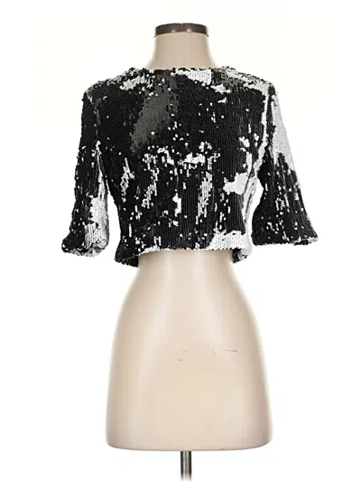 Pre-owned Lucy Paris 3/4 Sleeve Top Silver Strapless Neckline Tops