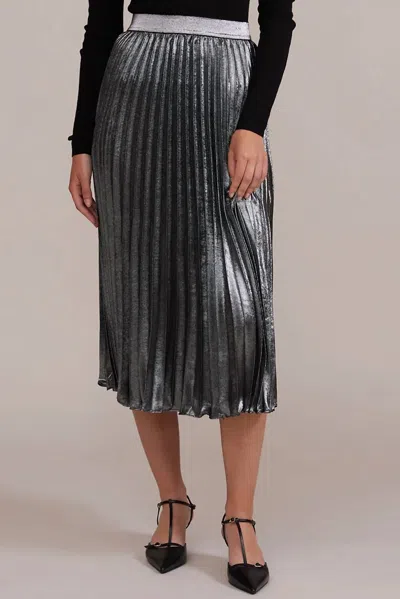 Lucy Paris Adeline Pleated Skirt In Charcoal In Pink