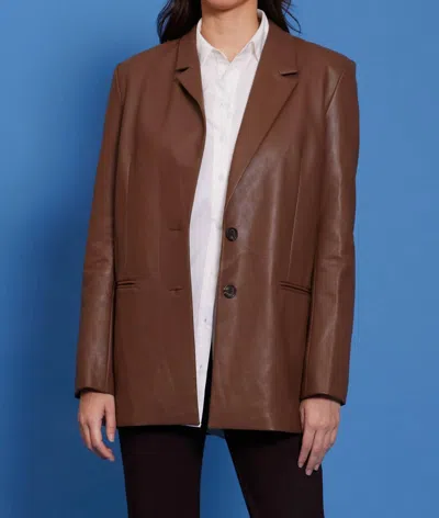 Lucy Paris Adler Faux Leather Blazer In Brown