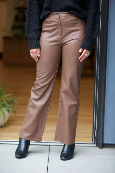 Lucy Paris Adler Faux Leather Pant In Brown