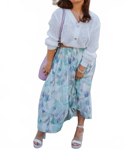 Lucy Paris Amari Midi Skirt In Blue In Multi