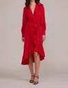 Lucy Paris Arabella Ruffle Wrap Midi Dress In Red In Red
