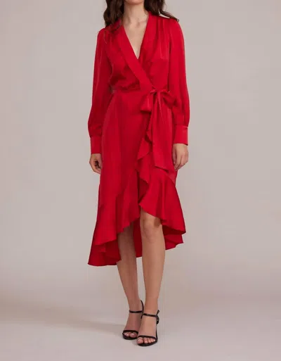 Lucy Paris Arabella Ruffle Wrap Midi Dress In Red