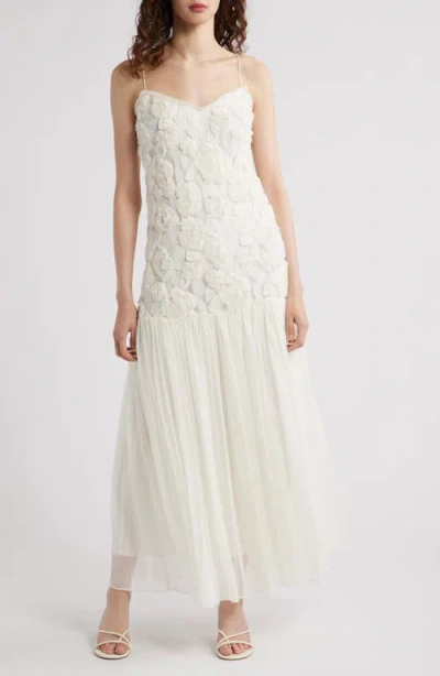 Lucy Paris Arwen Floral Dropped Waist Maxi Dress In Ivory