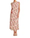 Lucy Paris Augusta Floral Midi Dress In White In Neutral