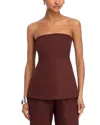 Lucy Paris Barbara Smocked Strapless Top In Brown