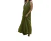 Lucy Paris Blyth Pleated Open Back Dress In Green