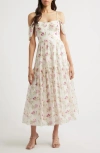 Lucy Paris Catarina Floral Cold Shoulder Dress In White Floral