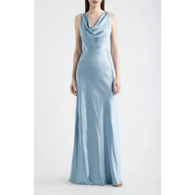 Lucy Paris Chandler Cowl Neck Sleeveless Satin Gown In Multi