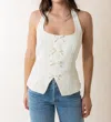Shop Lucy Paris Clemetine Halter Vest In Ivory