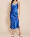 Lucy Paris Colette Satin Slip Dress In Blue In Blue