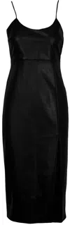 LUCY PARIS CONNOR FAUX LEATHER DRESS IN BLACK