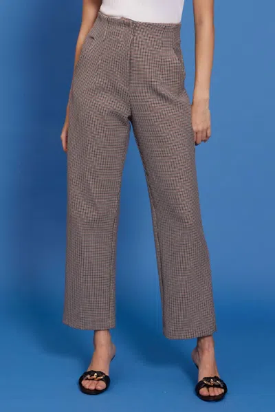 Lucy Paris Dan Houndstooth Pant In Brown