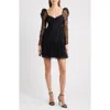 Lucy Paris Deanna Long Sleeve Tulle Cocktail Minidress In Black