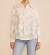 Lucy Paris Organza 3d Floral Sequin Blouse In Ivory In Multi