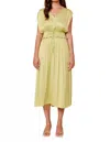 Lucy Paris Dorian Satin Dress In Yellow In Green