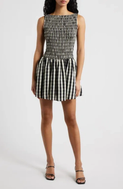 Lucy Paris Ellen Gingham Minidress In Black