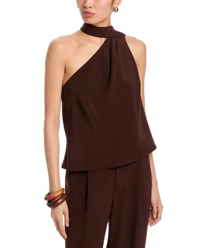 Lucy Paris Elma Tie Neck Top In Brown