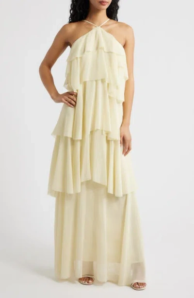 Lucy Paris Emery Ruffle Maxi Dress In Yellow
