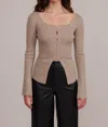 Lucy Paris Erin Cutout Knit Top In Beige