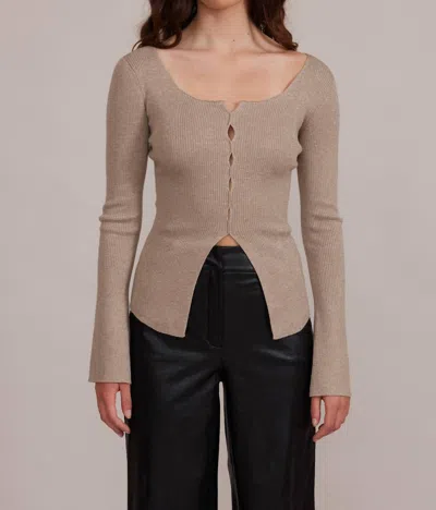 Lucy Paris Erin Cutout Knit Top In Beige
