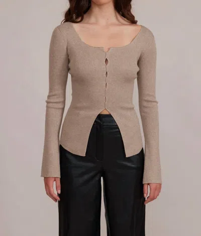 Lucy Paris Erin Cutout Knit Top In Beige In Brown