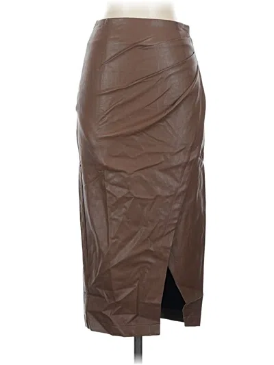 Lucy Paris Faux Leather Skirt In Brown