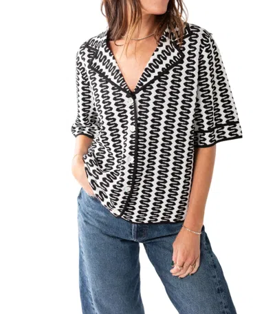 Lucy Paris Fiji Knit Shirt In Black/white In Multi