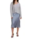 Lucy Paris Finely Textured Sweater In Grey In Blue