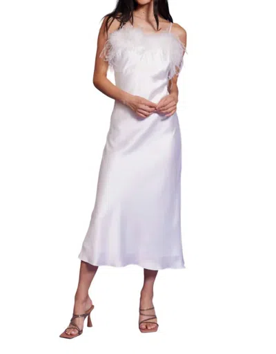 Lucy Paris Flora Feather Dress In White In Purple