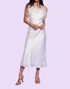 Lucy Paris Flora Feather Trimmed Slip Midi Dress In White In White