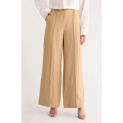 Lucy Paris Freddie Pleated Wide Leg Pants In Brown