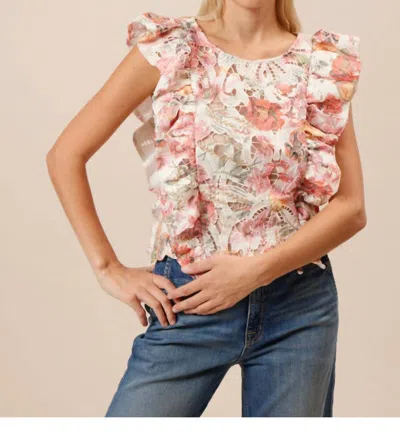 Lucy Paris Fumi Ruffle Top In Multi In Pink