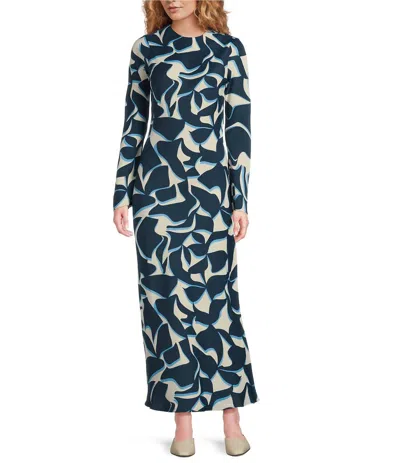 Lucy Paris Giovanna Geo Print Midi Dress In Blue In Multi