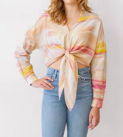 Lucy Paris Gloria Front Tie Top In Multicolor