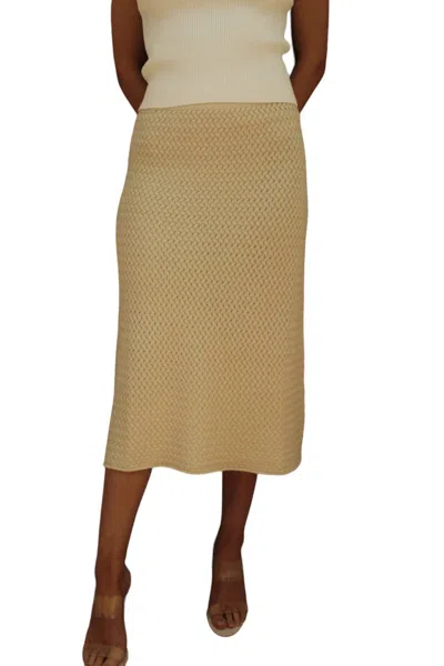 Lucy Paris Hannah Crochet Midi Skirt In Beige In Neutral