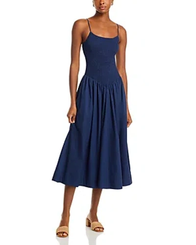 Lucy Paris Hazel Smocked Dropped Waist Dress In Navy